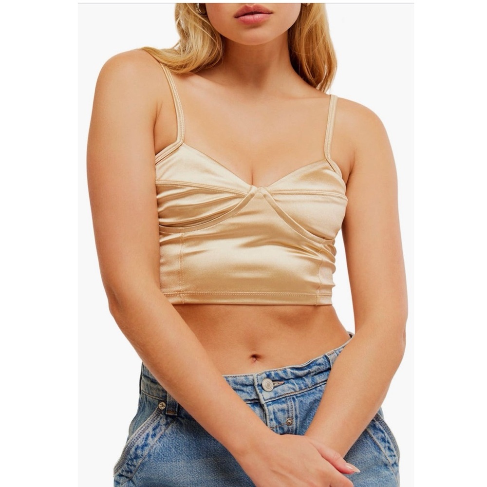 Free People Casino Royal Gold Underwire Corset Brami Bralette New with Tags